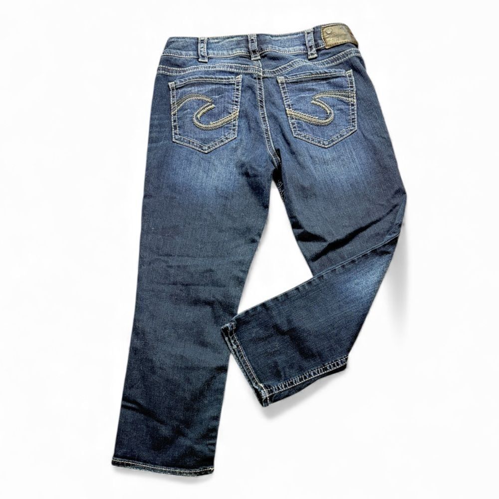 Silver Mid-Rise Capri Dark Wash Jeans